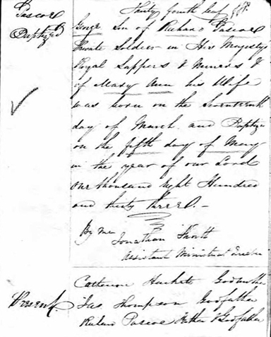 George Pascoe bap 1833